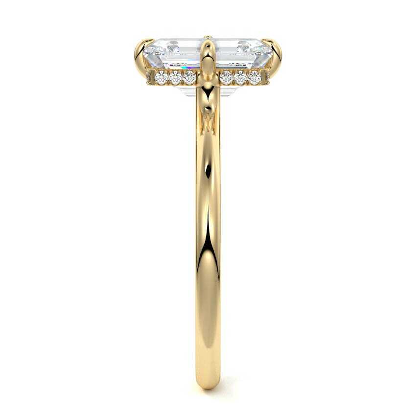Ornella - Emerald Cut Yellow Gold Engagement Ring Side View | Nura Lab
