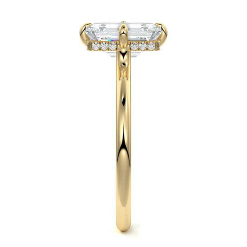 Ornella - Emerald Cut Yellow Gold Engagement Ring Side View | Nura Lab