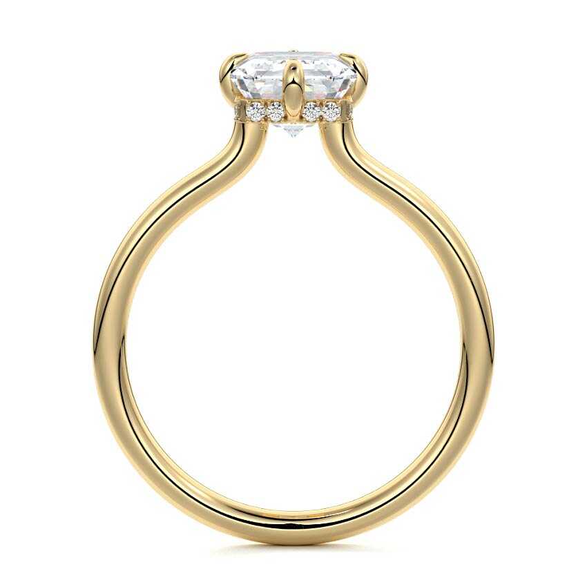 Ornella - Emerald Cut Yellow Gold Engagement Ring Profile View | Nura Lab