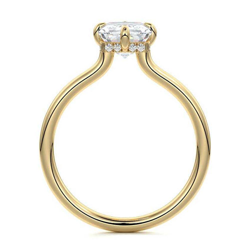 Ornella - Emerald Cut Yellow Gold Engagement Ring Profile View | Nura Lab