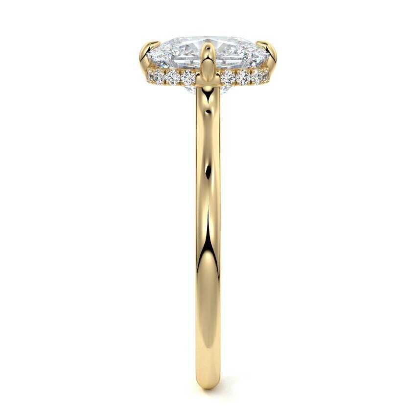 Ornella cushion hidden halo solitaire lab grown diamond engagement ring in yellow gold
