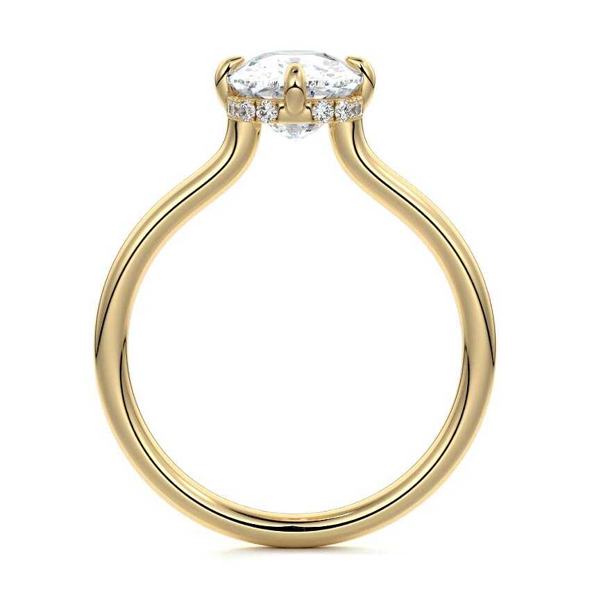 Ornella - Cushion Yellow Gold Engagement Ring Profile View | Nura Lab