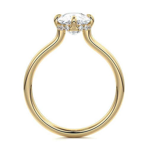 Ornella - Cushion Yellow Gold Engagement Ring Profile View | Nura Lab
