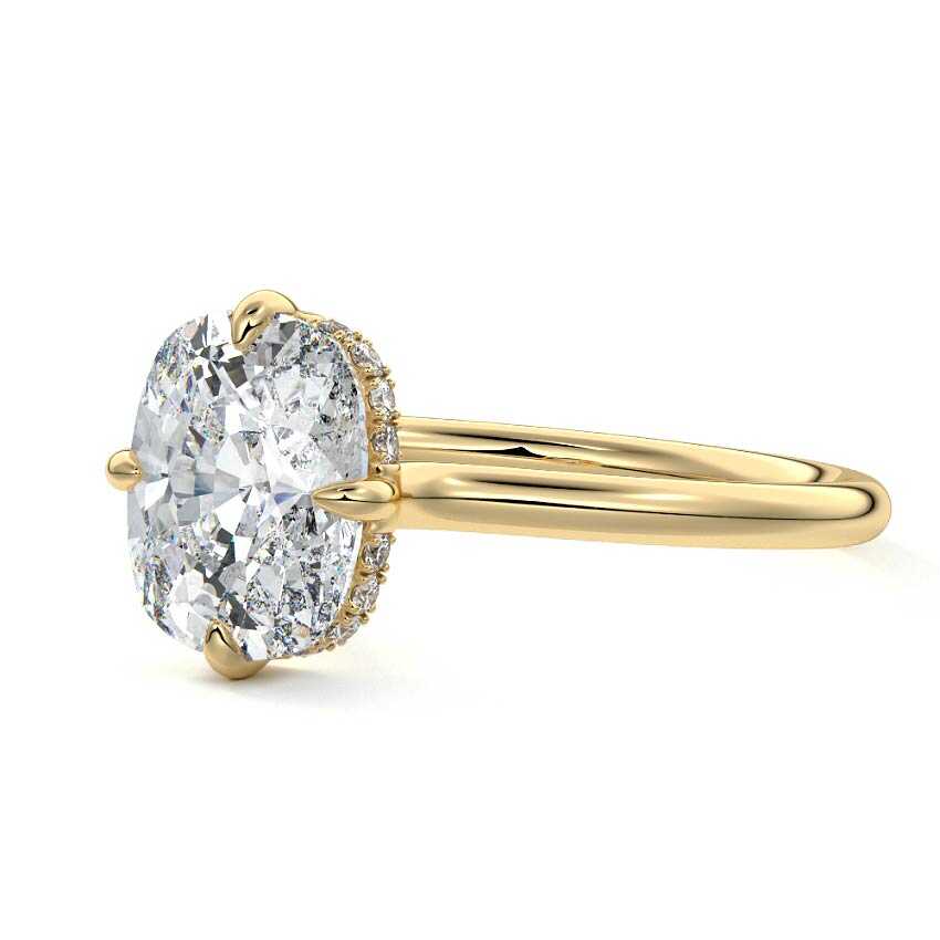 Ornella - Cushion Yellow Gold Engagement Ring Detail View | Nura Lab