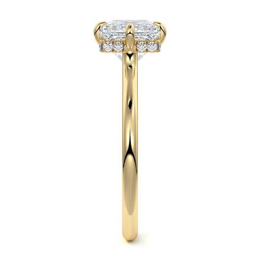 Ornella - Princess Yellow Gold Engagement Ring Side View | Nura Lab