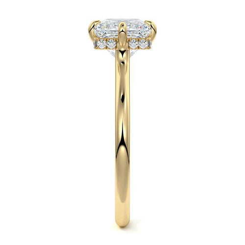 Ornella princess hidden halo solitaire lab grown diamond engagement ring in yellow gold