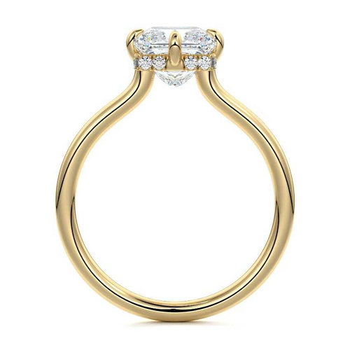 Ornella - Princess Yellow Gold Engagement Ring Profile View | Nura Lab