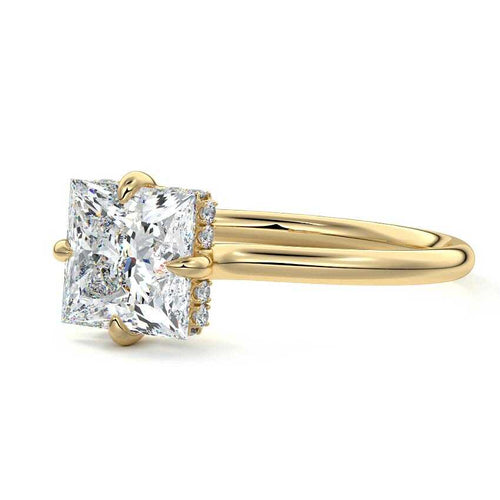 Ornella - Princess Yellow Gold Engagement Ring Detail View | Nura Lab