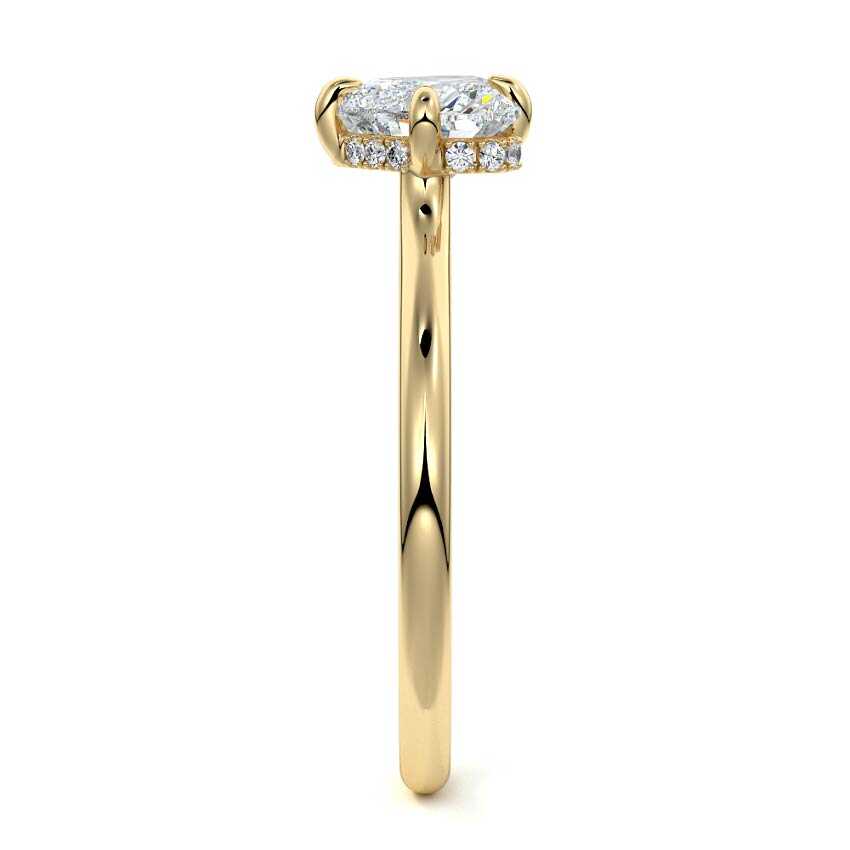 Ornella - Heart Yellow Gold Engagement Ring Side View | Nura Lab