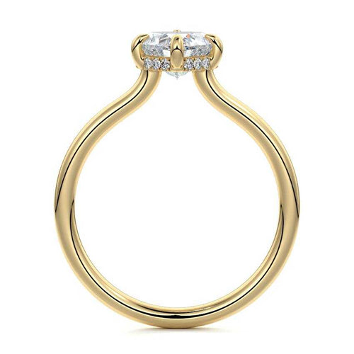 Ornella - Heart Yellow Gold Engagement Ring Profile View | Nura Lab