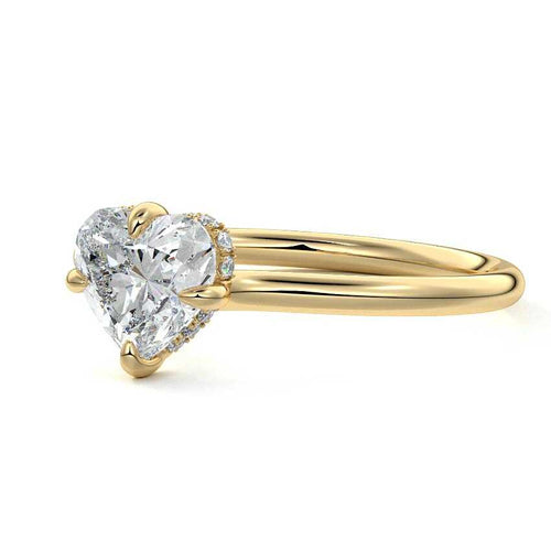 Ornella - Heart Yellow Gold Engagement Ring Detail View | Nura Lab