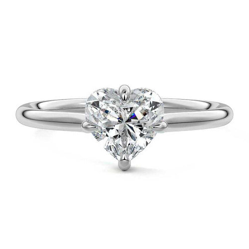 Ornella heart hidden halo solitaire lab grown diamond engagement ring in white gold
