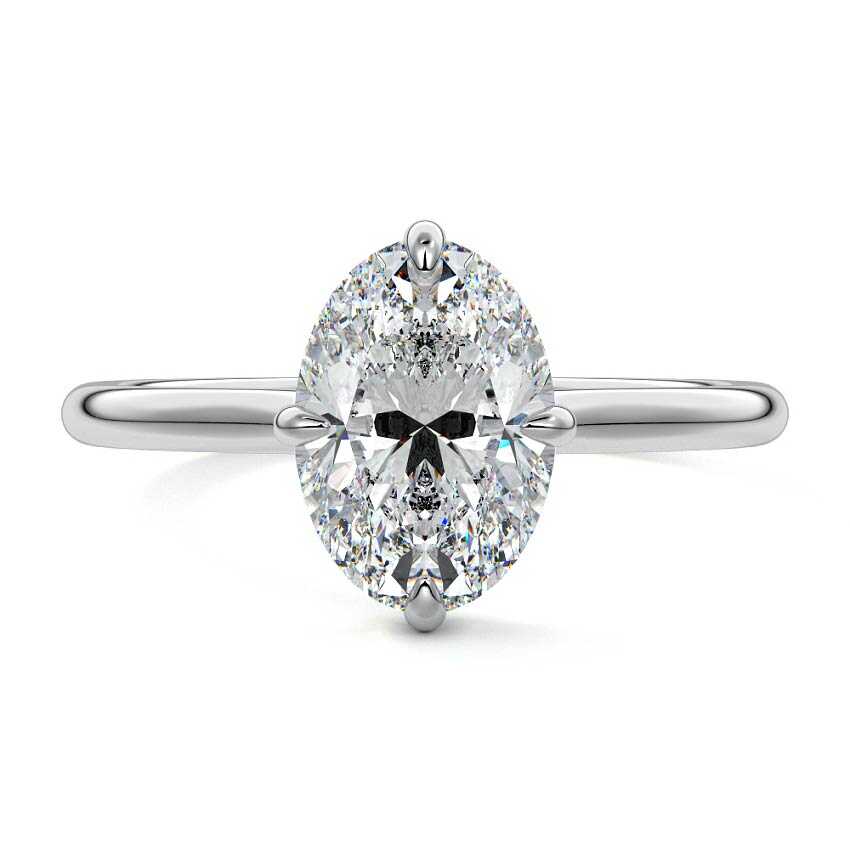 Ornella oval hidden halo solitaire lab grown diamond engagement ring in platinum
