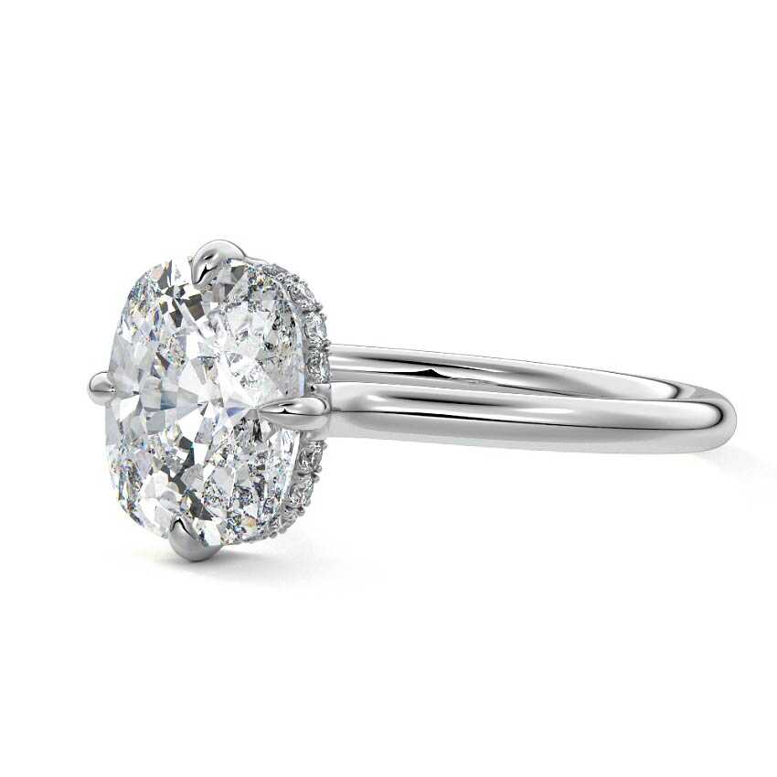Ornella cushion hidden halo solitaire lab grown diamond engagement ring in platinum