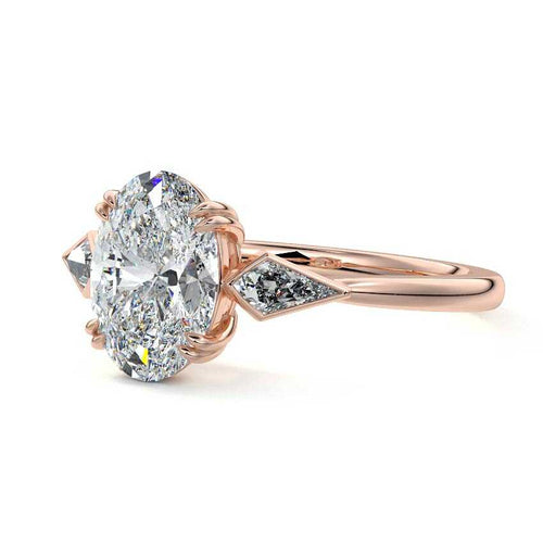Kalina - Oval Rose Gold Lab Grown Diamond Engagement Ring | Nura Lab