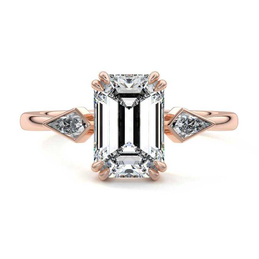Kalina - Emerald Cut Rose Gold Lab Grown Diamond Engagement Ring | Nura Lab