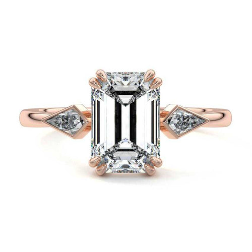 Kalina - Emerald Cut Rose Gold Lab Grown Diamond Engagement Ring | Nura Lab