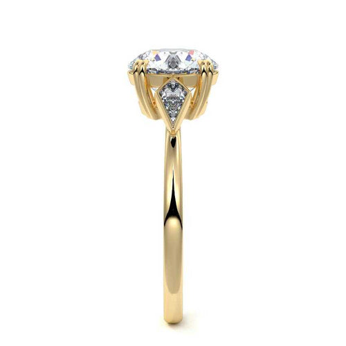 Kalina - Round Yellow Gold Engagement Ring Side View | Nura Lab