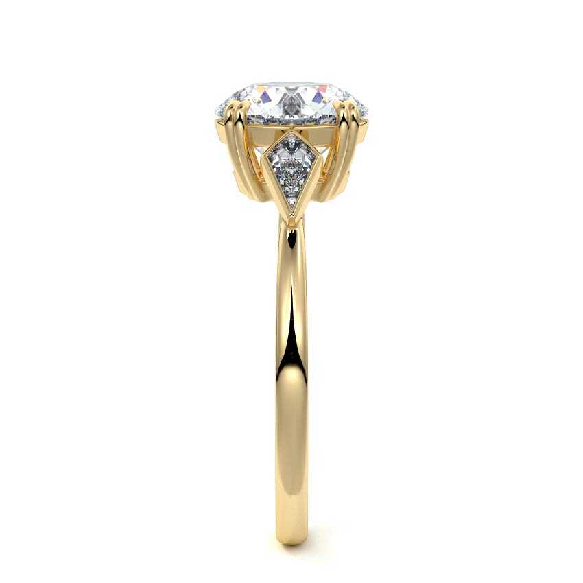 Kalina round three-stone lab grown diamond engagement ring in yellow gold