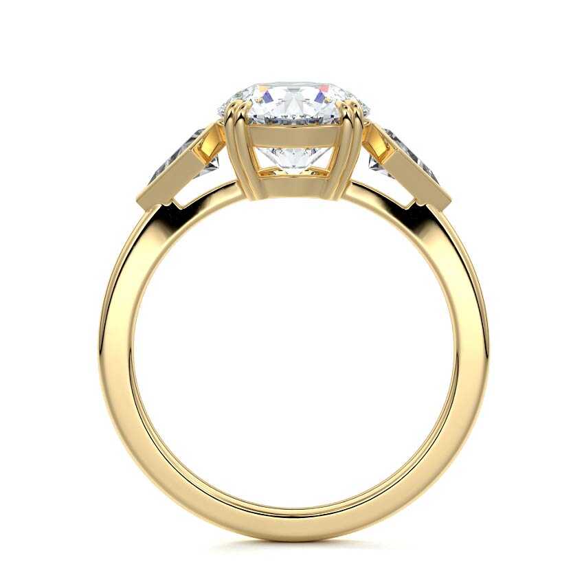 Kalina - Round Yellow Gold Engagement Ring Profile View | Nura Lab