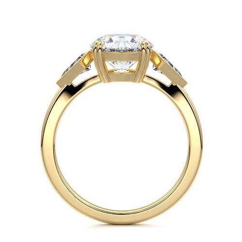 Kalina - Round Yellow Gold Engagement Ring Profile View | Nura Lab
