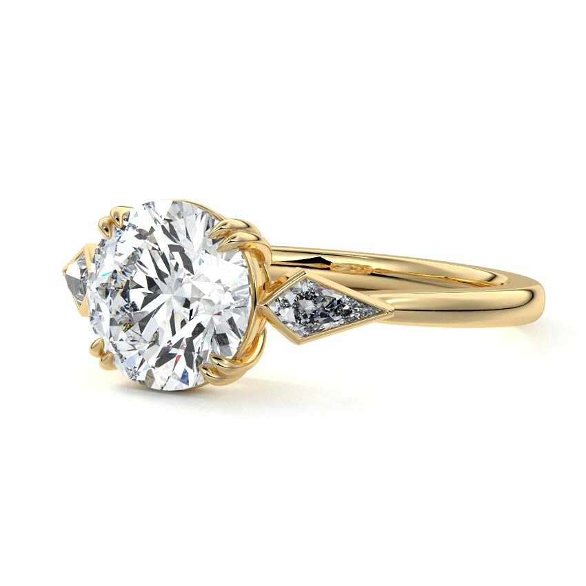 Kalina - Round Yellow Gold Engagement Ring Detail View | Nura Lab