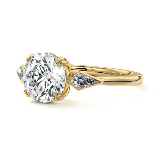 Kalina - Round Yellow Gold Engagement Ring Detail View | Nura Lab