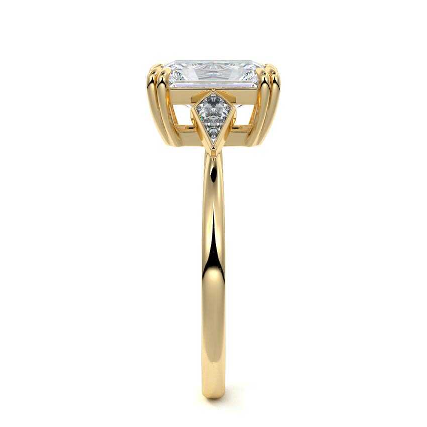 Kalina - Radiant Yellow Gold Engagement Ring Side View | Nura Lab
