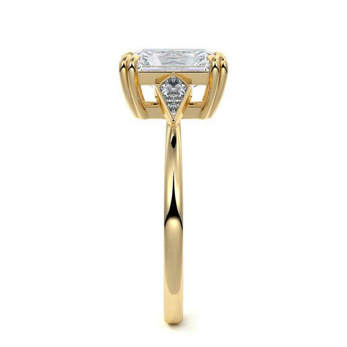 Kalina - Radiant Yellow Gold Engagement Ring Side View | Nura Lab