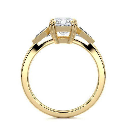 Kalina - Radiant Yellow Gold Engagement Ring Profile View | Nura Lab