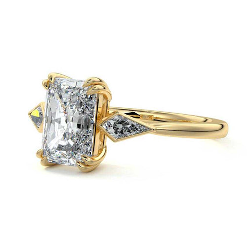 Kalina - Radiant Yellow Gold Engagement Ring Detail View | Nura Lab