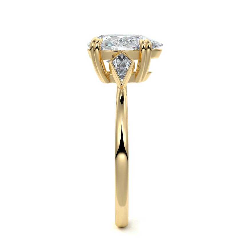 Kalina - Pear Yellow Gold Engagement Ring Side View | Nura Lab