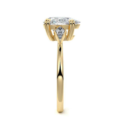 Kalina - Pear Yellow Gold Engagement Ring Side View | Nura Lab