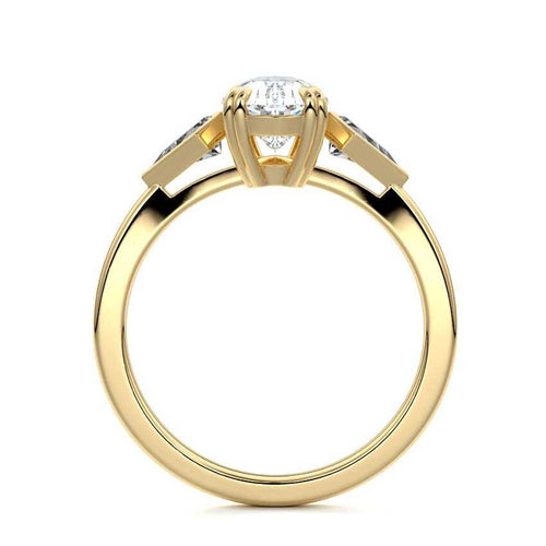 Kalina - Pear Yellow Gold Engagement Ring Profile View | Nura Lab