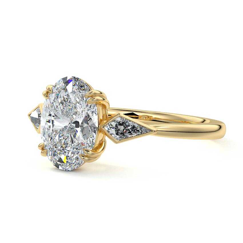 Kalina - Oval Yellow Gold Lab Grown Diamond Engagement Ring | Nura Lab