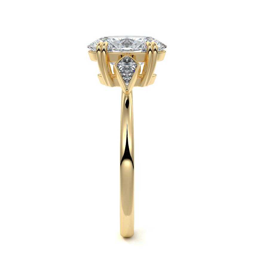 Kalina - Oval Yellow Gold Engagement Ring Side View | Nura Lab