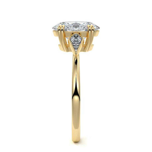 Kalina - Oval Yellow Gold Engagement Ring Side View | Nura Lab