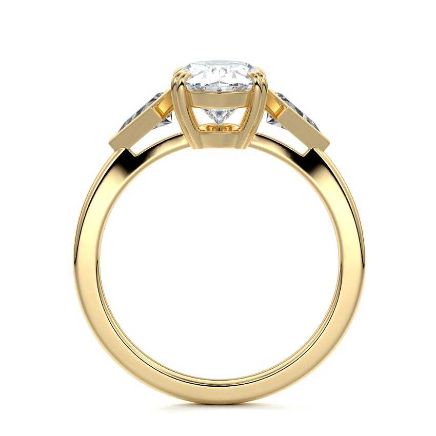Kalina - Oval Yellow Gold Engagement Ring Profile View | Nura Lab