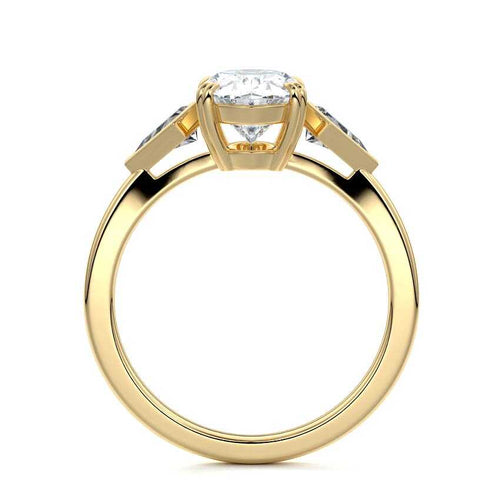 Kalina - Oval Yellow Gold Engagement Ring Profile View | Nura Lab
