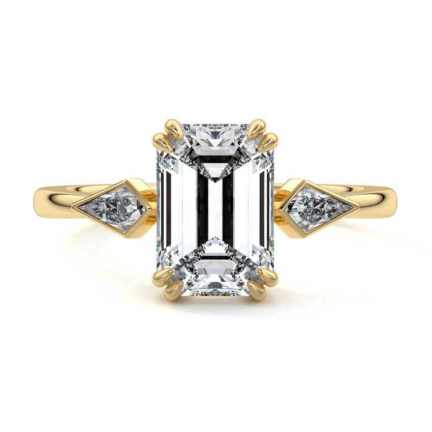 Kalina - Emerald Cut Yellow Gold Lab Grown Diamond Engagement Ring | Nura Lab