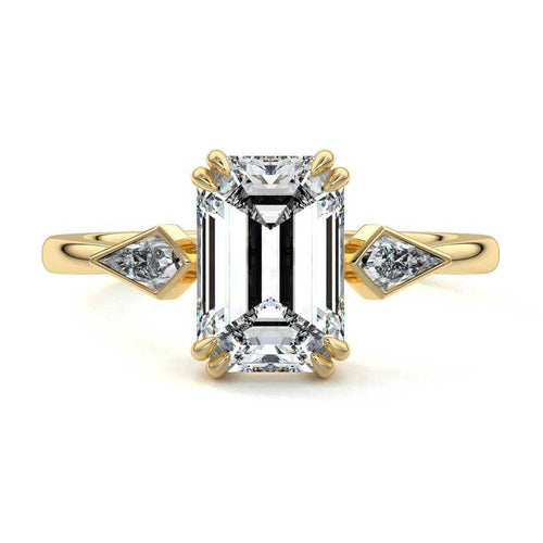 Kalina - Emerald Cut Yellow Gold Lab Grown Diamond Engagement Ring | Nura Lab