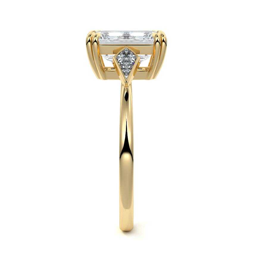 Kalina - Emerald Cut Yellow Gold Engagement Ring Side View | Nura Lab