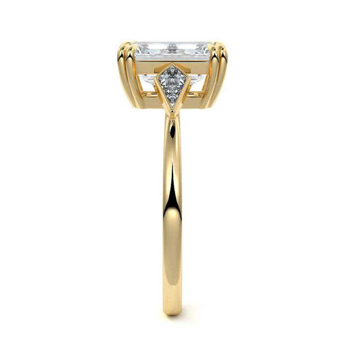 Kalina - Emerald Cut Yellow Gold Engagement Ring Side View | Nura Lab