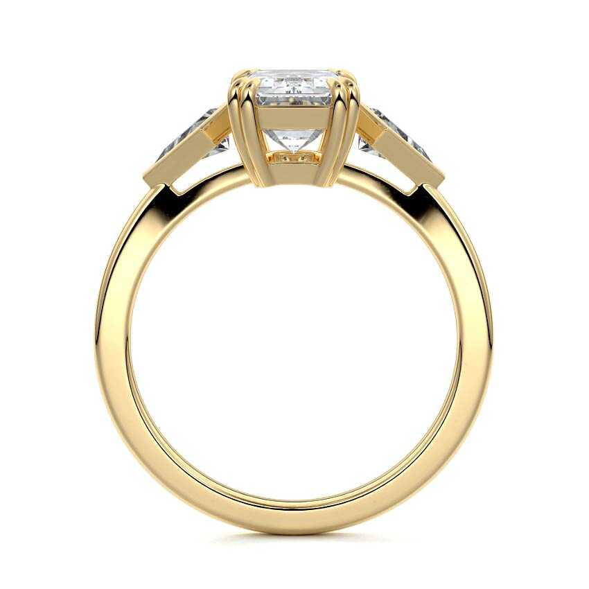Kalina - Emerald Cut Yellow Gold Engagement Ring Profile View | Nura Lab