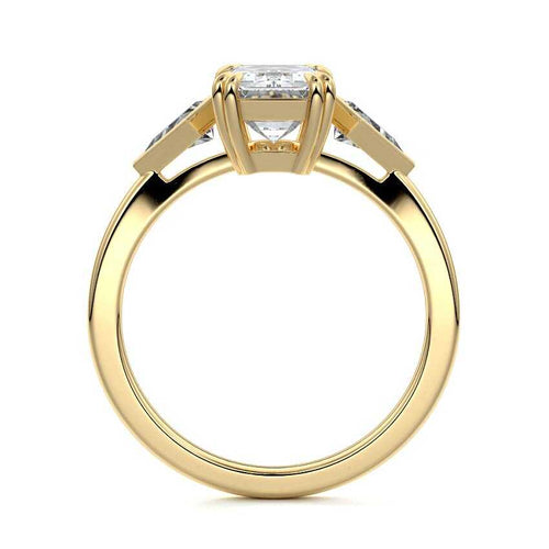 Kalina - Emerald Cut Yellow Gold Engagement Ring Profile View | Nura Lab