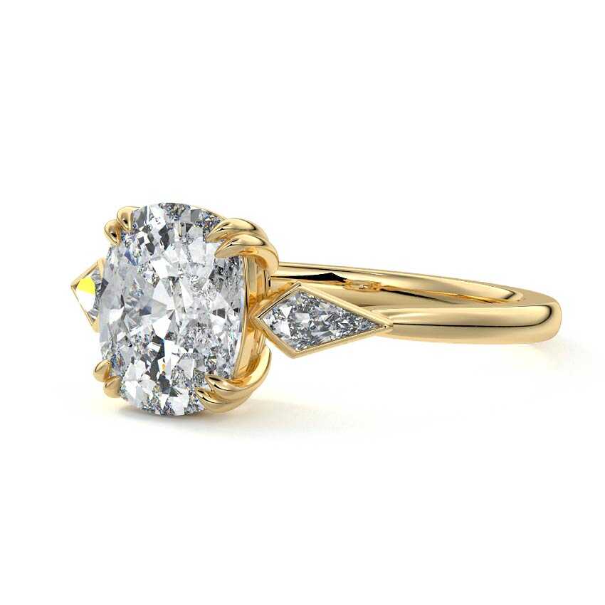 Kalina - Cushion Yellow Gold Lab Grown Diamond Engagement Ring | Nura Lab