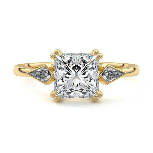 Kalina - Princess Yellow Gold Lab Grown Diamond Engagement Ring | Nura Lab