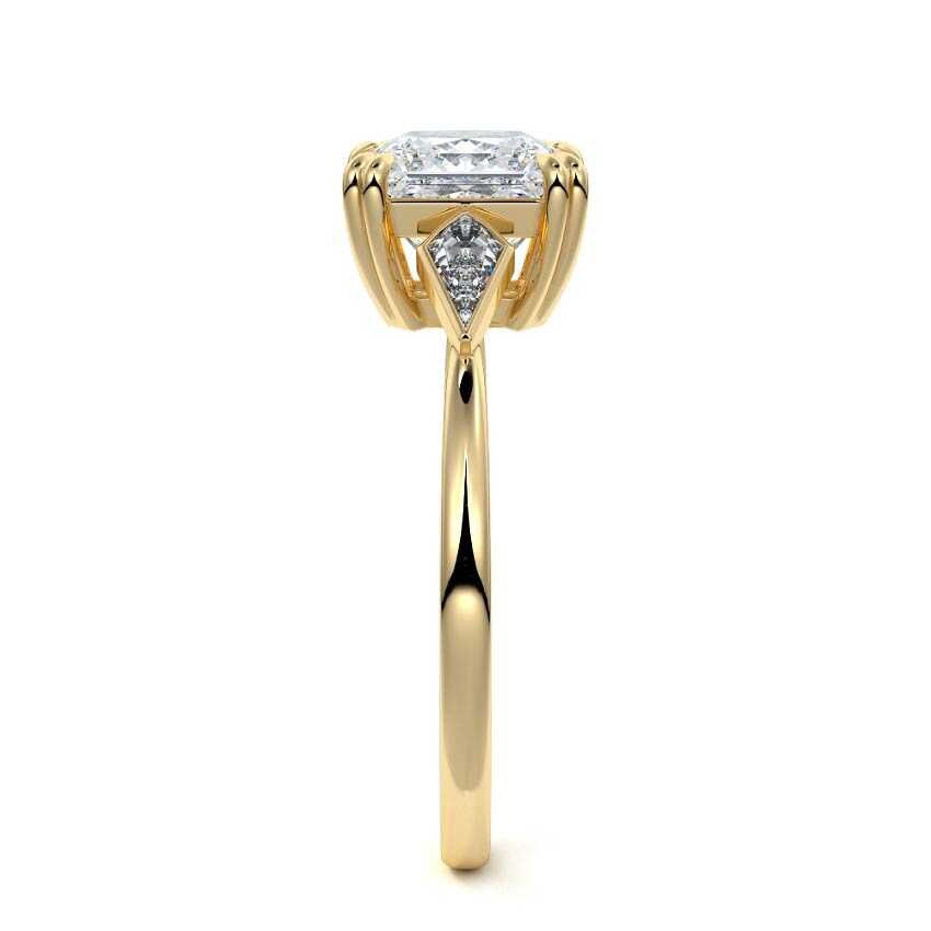 Kalina - Princess Yellow Gold Engagement Ring Side View | Nura Lab