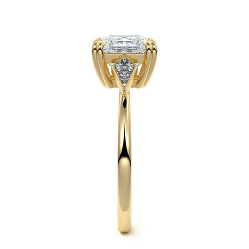 Kalina - Princess Yellow Gold Engagement Ring Side View | Nura Lab