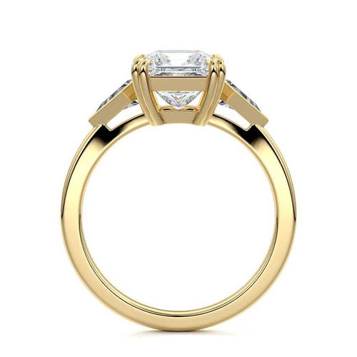 Kalina - Princess Yellow Gold Engagement Ring Profile View | Nura Lab
